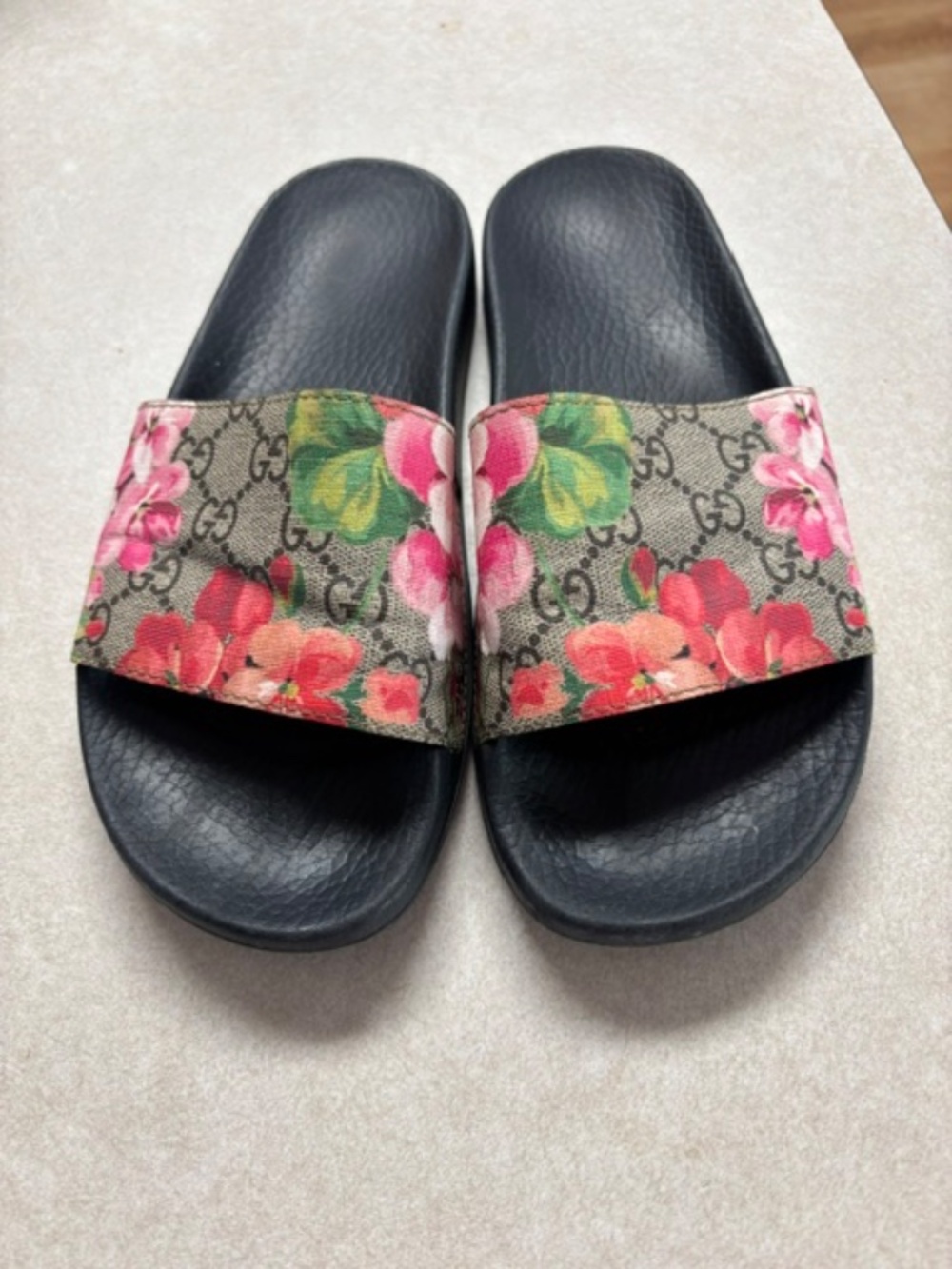Gucci GG Blooms floral rubber slide sandals womens pink- SZ -8-8.5 - Picture 2 of 4